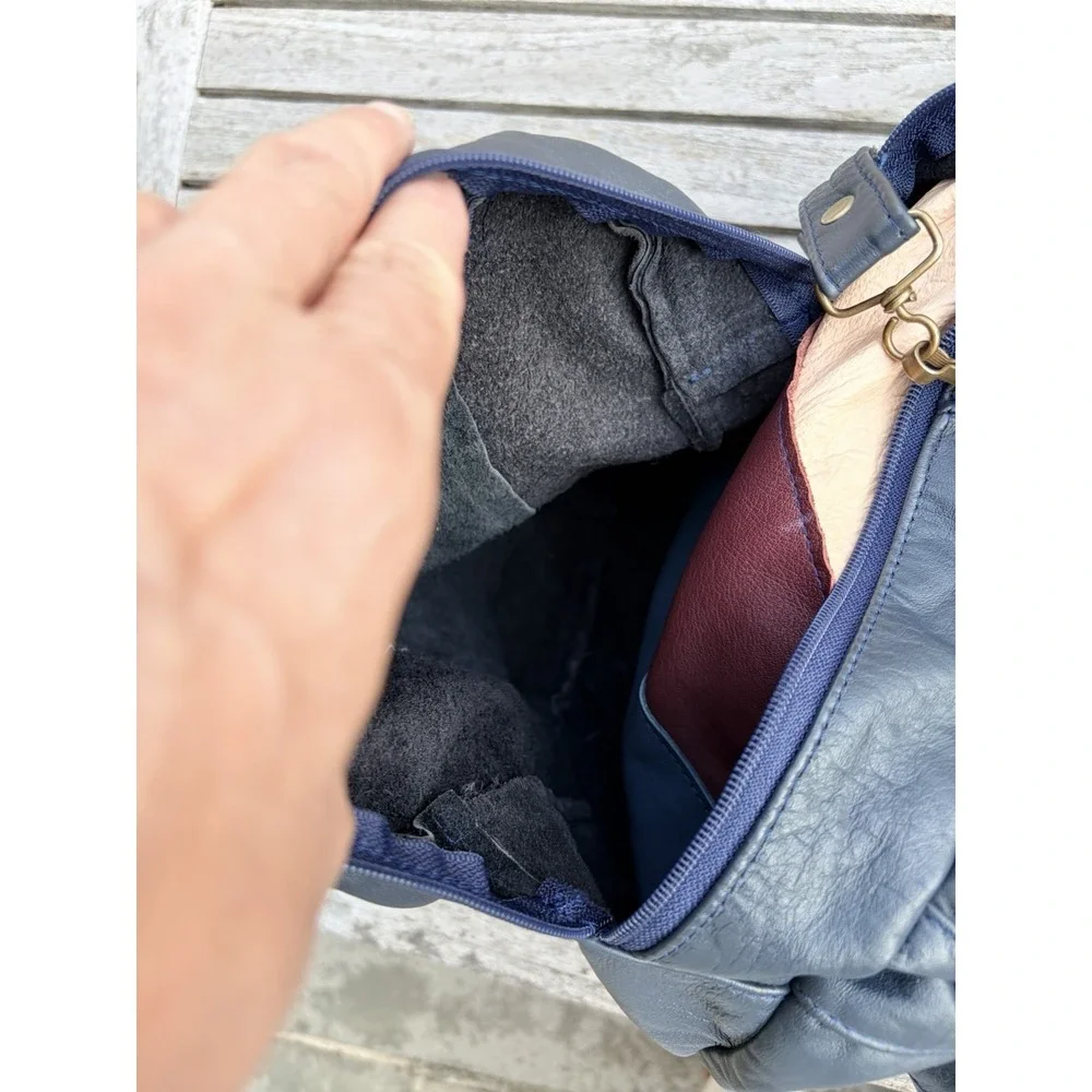 Vintage Top Grain Mexican Blue Leather Duffel Bag 20
